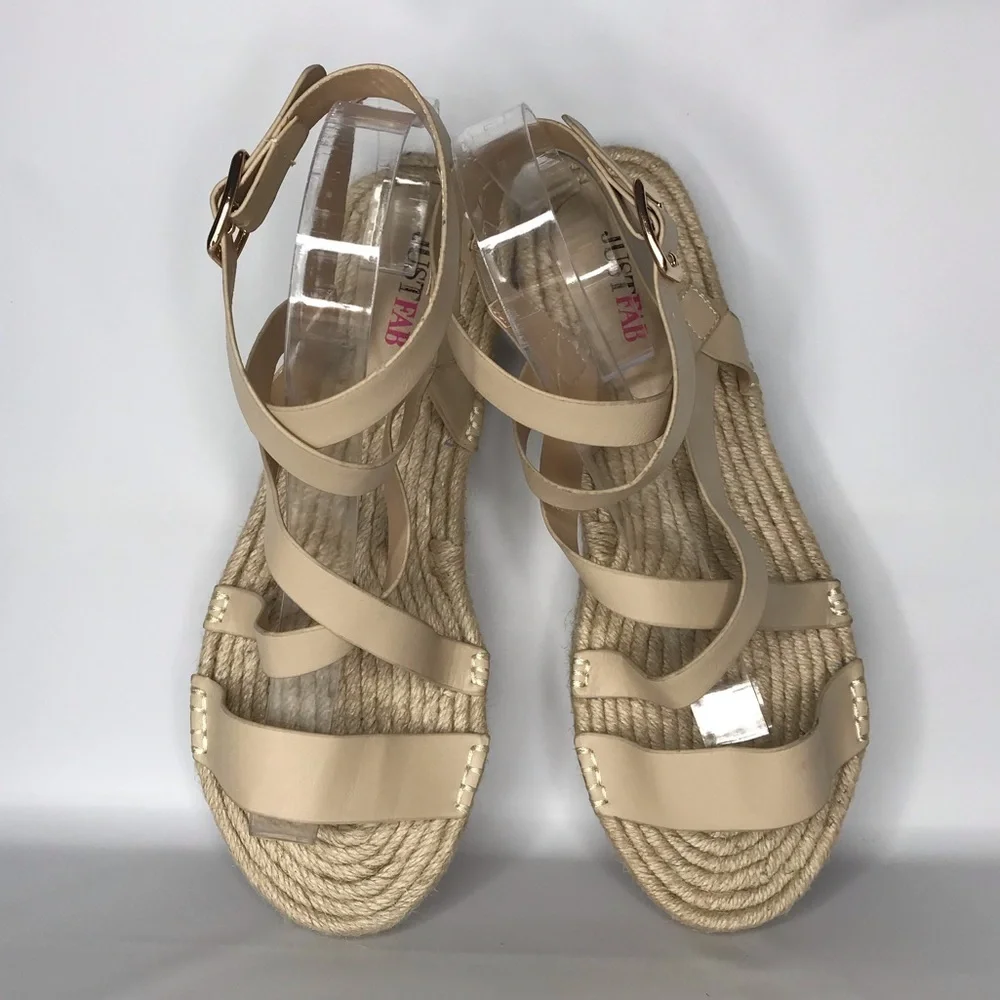 JustFab Laston Espadrille Flat Women's 8 Boho‎ Strap Ankle Sandal